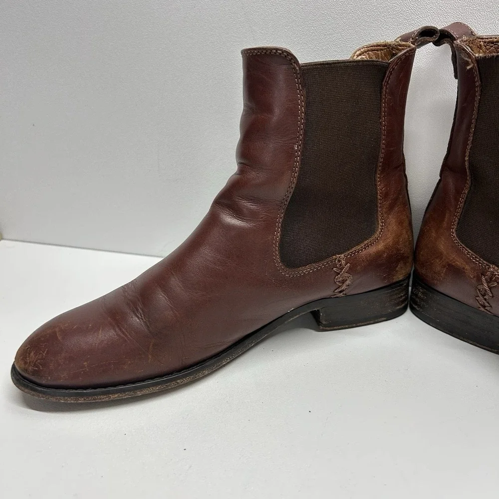 Frye Womens Melissa Chelsea‎ Boot Size 7 B Cognac Leather Pull On Bootie